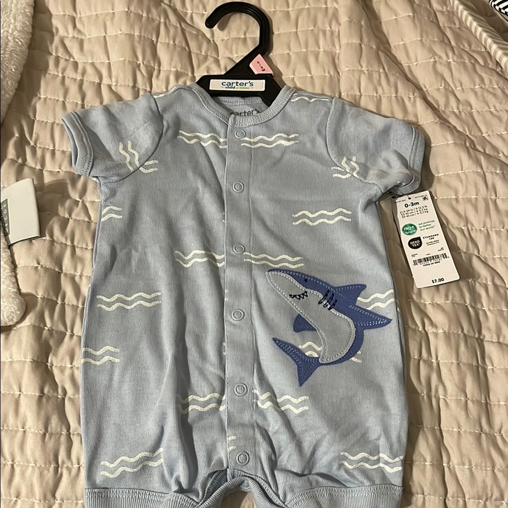 Carter's Light Blue Shark Bodysuit